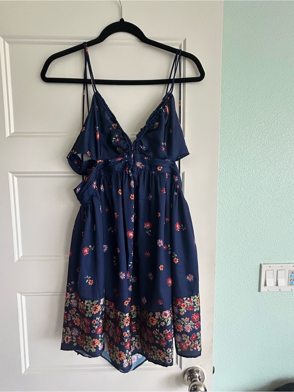 Free People Navy Floral Spaghetti-Strap Sundress